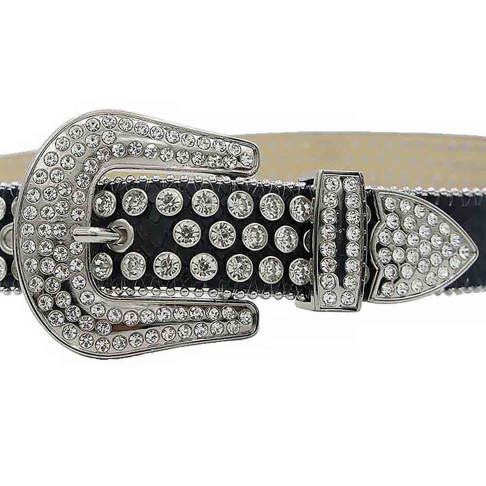 Black Strap With Sparkling White Studded Rhinestone Belt